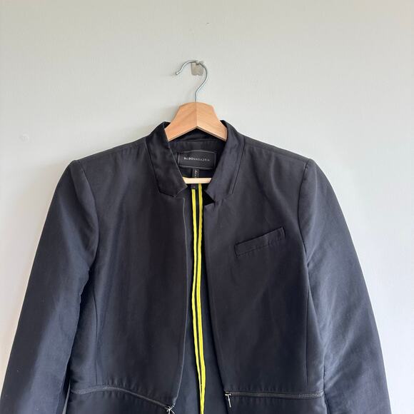 BCBGMAXAZRIA Arelia Silk Blend Zip Waist A-Line Essential Jacket Black M - Picture 4 of 7